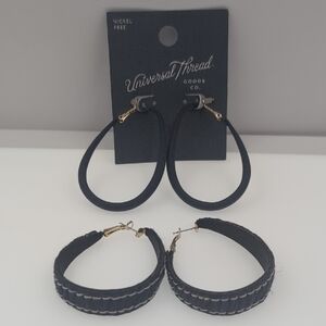 Universal Thread Navy Blue Hoop Earrings Bundle Of Two